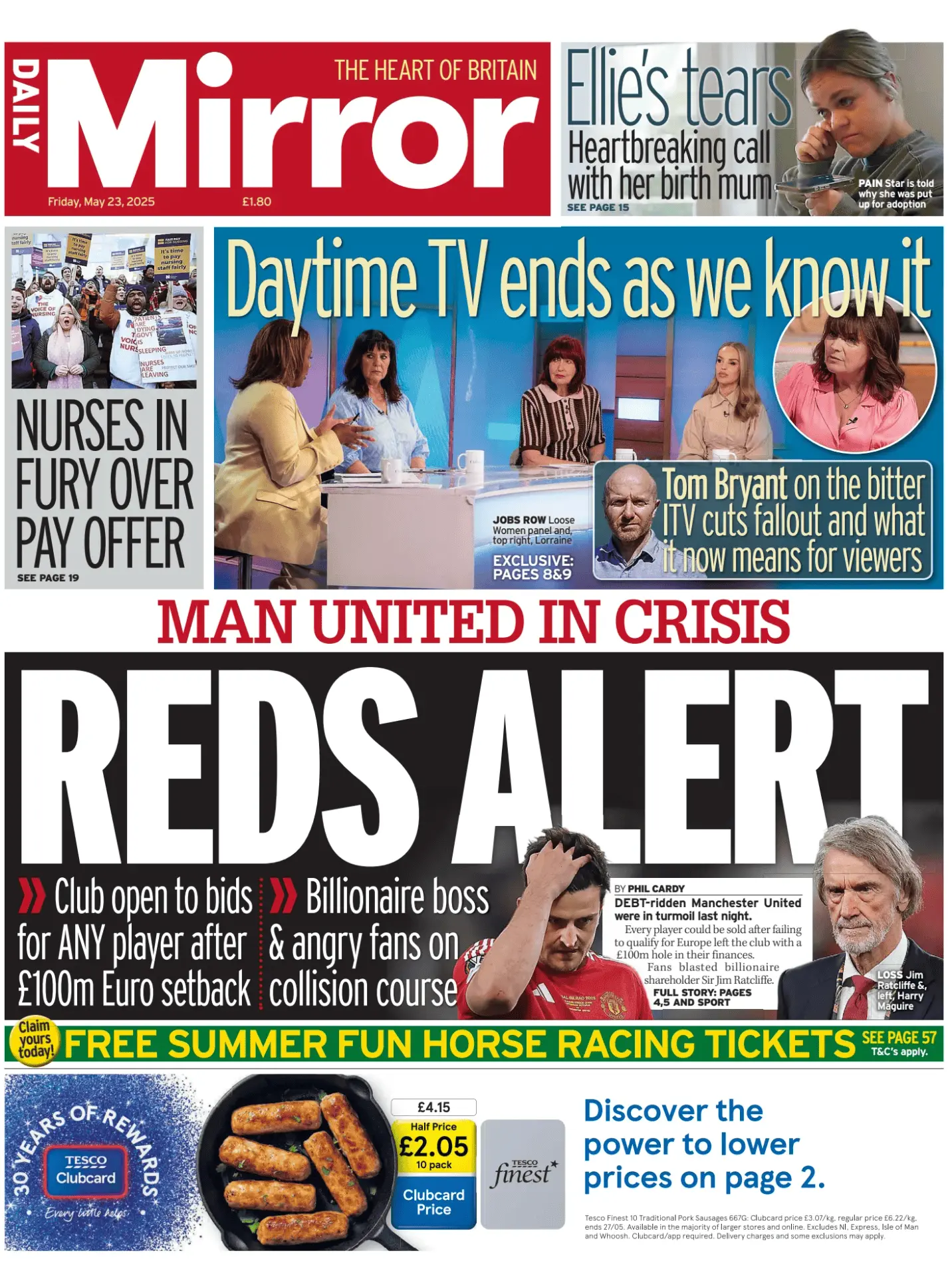 Prima-pagina-Daily Mirror-edizione-di-oggi-23-05-2025
